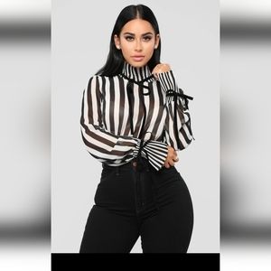 Black and White striped bodysuit